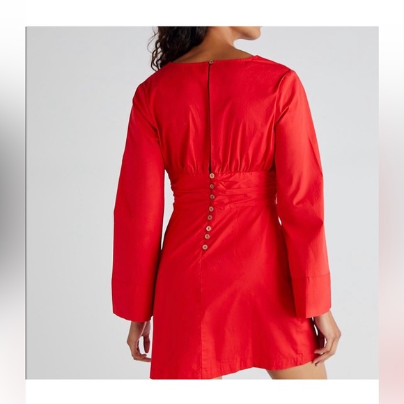 Free People Feeling Fabulous Mini Red Dress V neck NWT Size M - Picture 3 of 8
